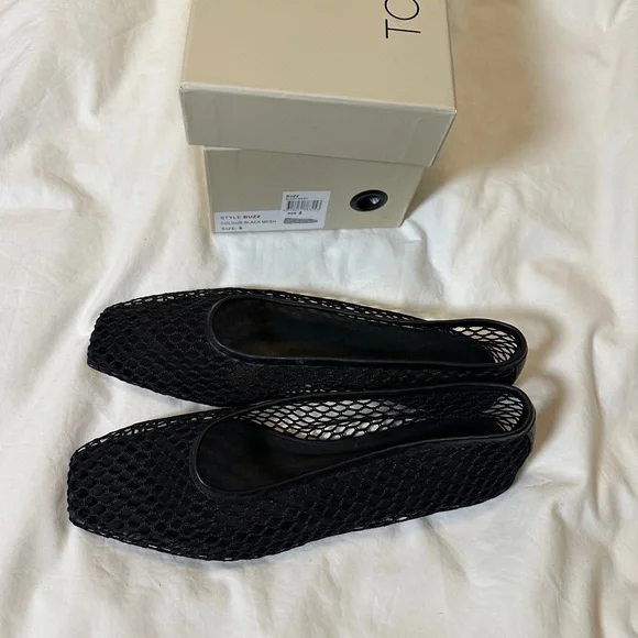 Tony Bianca Black Mesh Ballet flats NIB - Picture 5 of 7